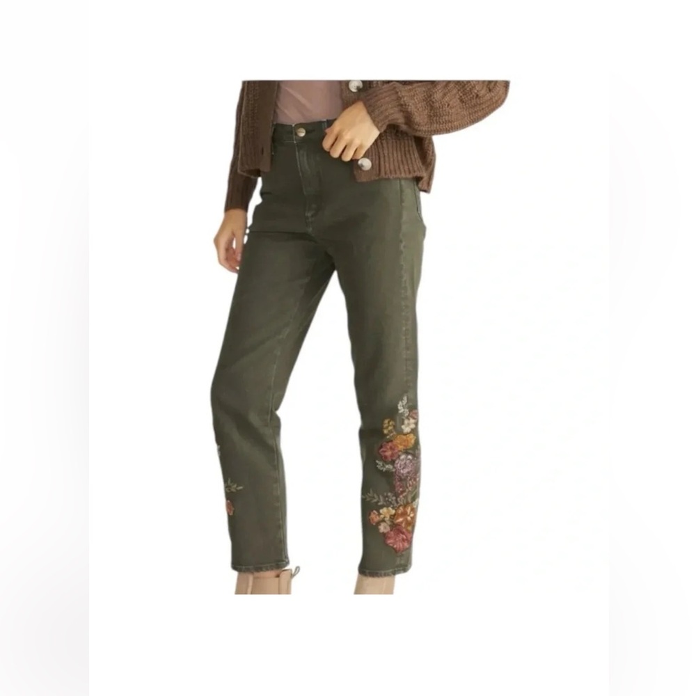 NWT Driftwood Embroidered Olive Green Jeans -sz 26
